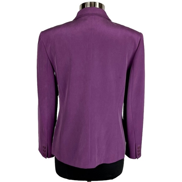TALBOTS 90'S PURPLE SILK 3 BUTTON NOTCH COLLAR BLAZER JACKET - Picture 2 of 16